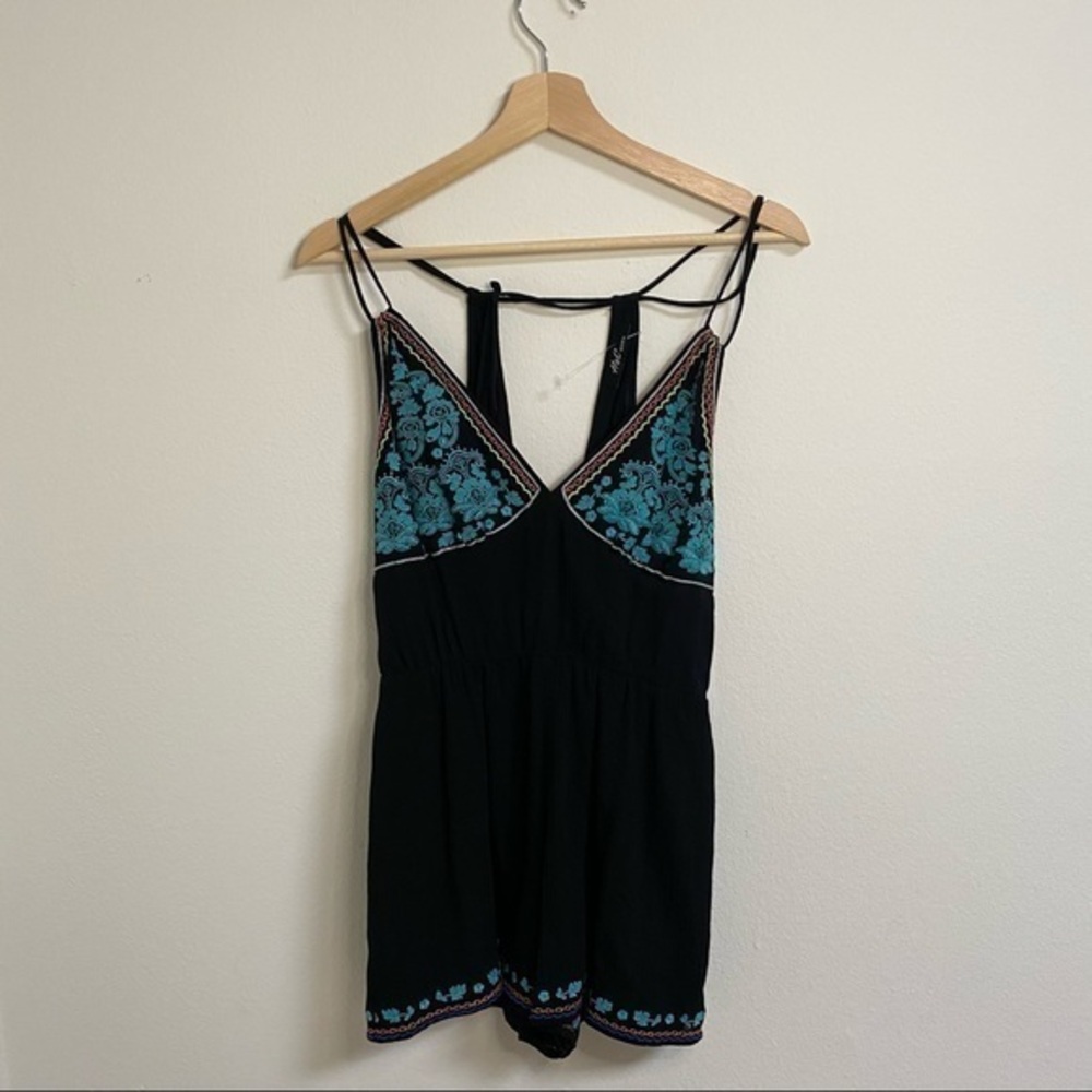 NWT BLACK EMBROIDERED ROMPER
